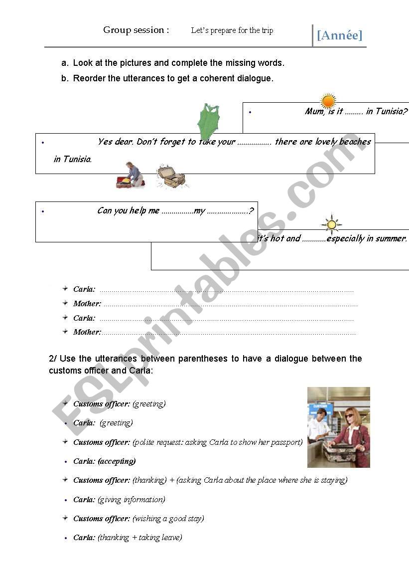 getting ready for the trip worksheet