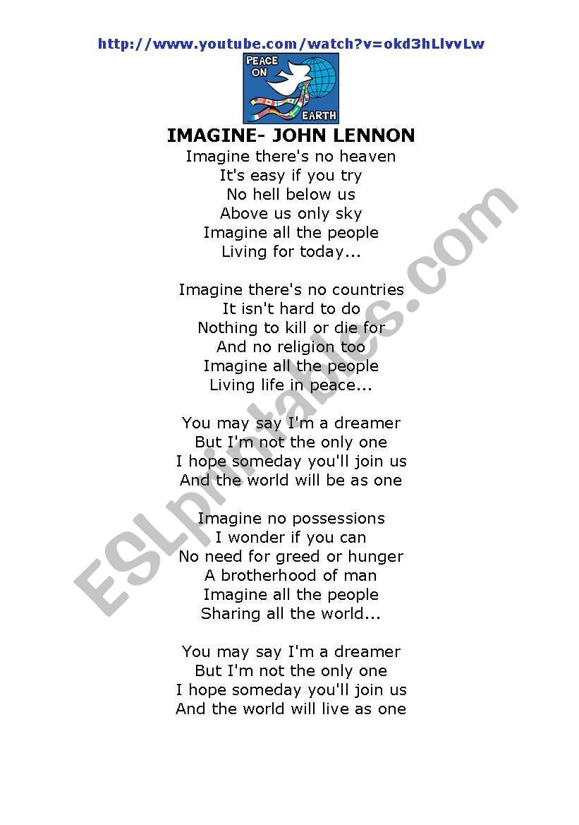 Imagine- John Lenon worksheet