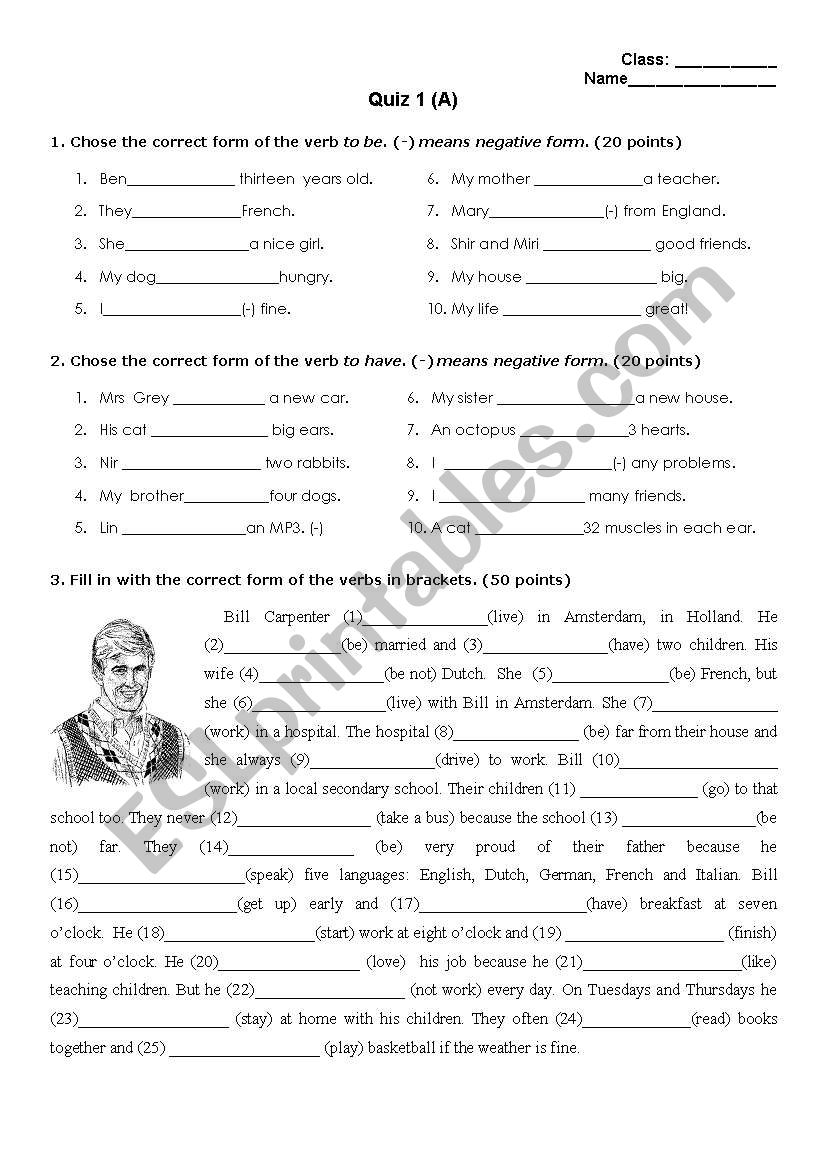 Present Simple Quiz A worksheet