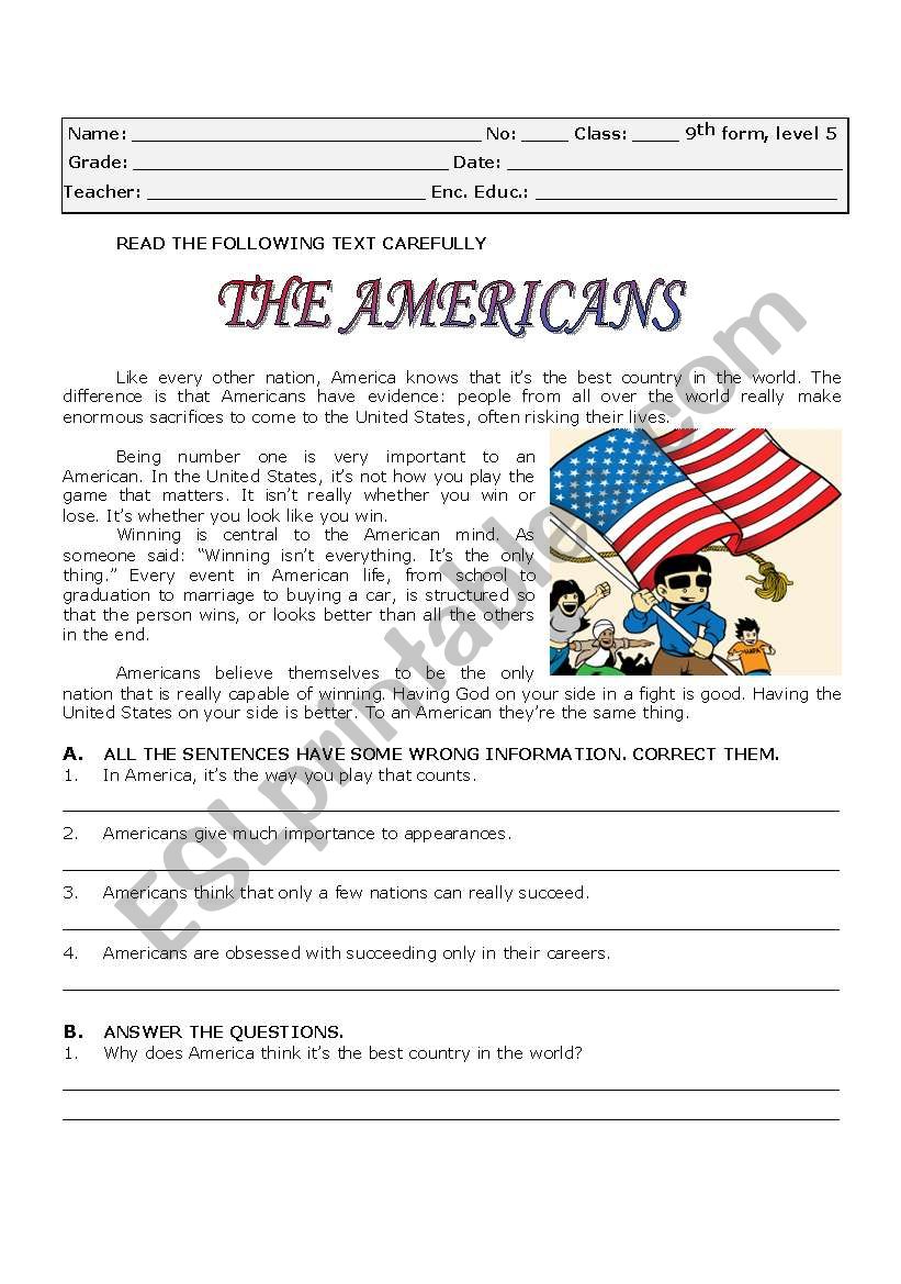 The Americans worksheet