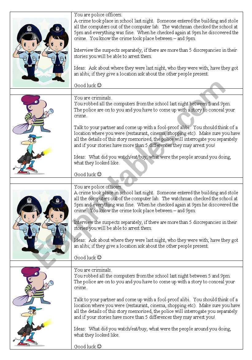 Activity to practice past simple and continuous 