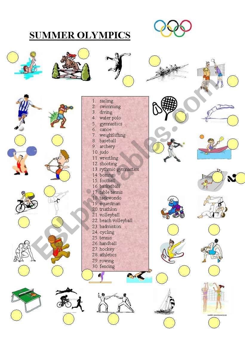 Sports - Summer olympics  worksheet