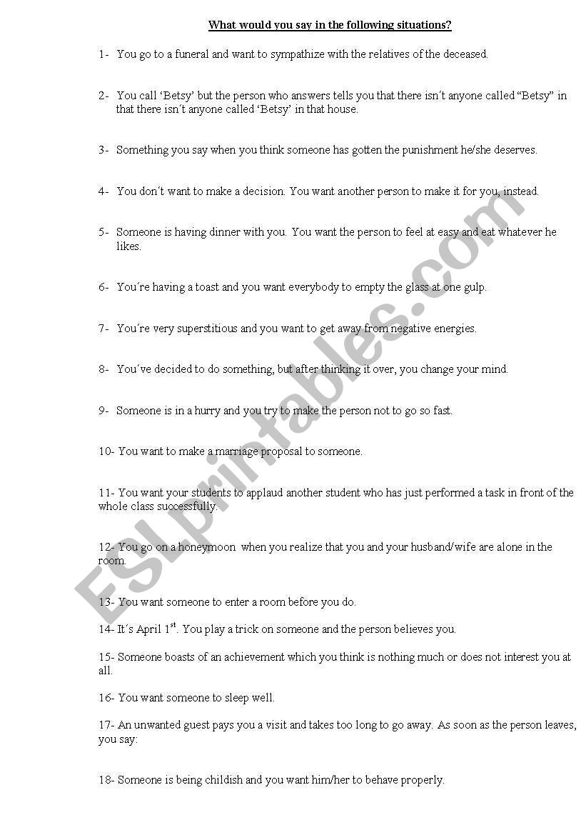 useful expressions worksheet