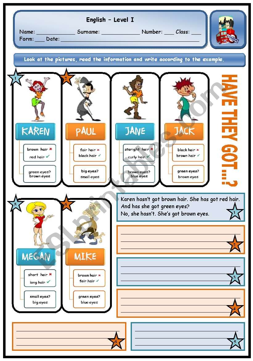 DESCRIBING PEOPLE worksheet