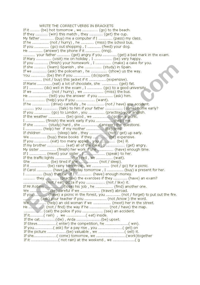 if clauses type 1 worksheet