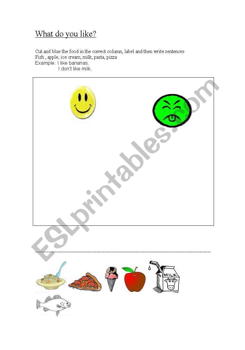 FOOD LIKES AND DISLIKES worksheet