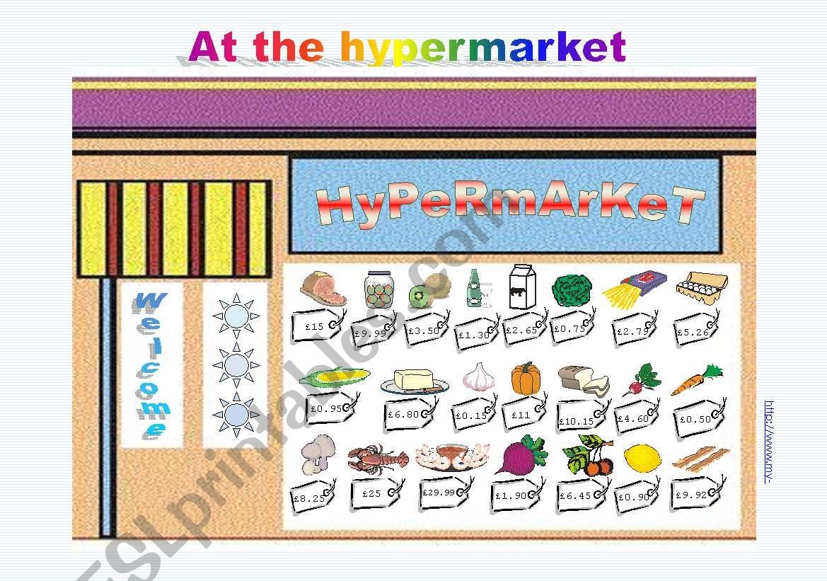 At the hypermarket (2 pages) worksheet