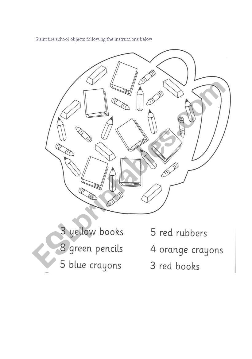 School objects worksheet