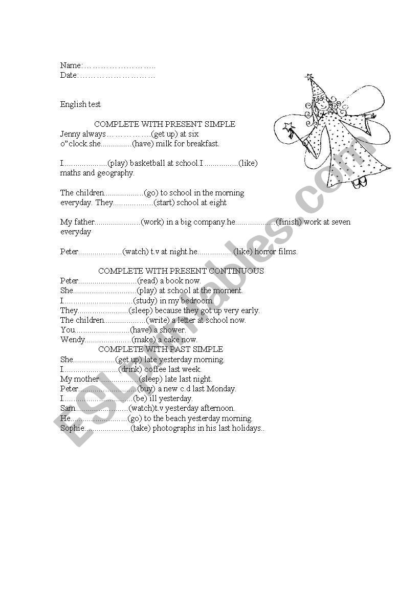 test worksheet
