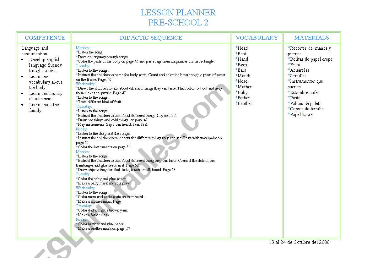 lesson plan worksheet