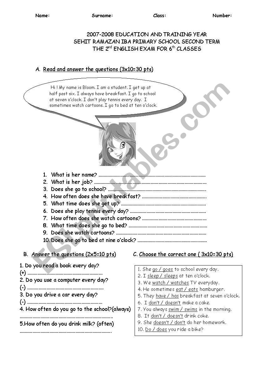 6.grades worksheet