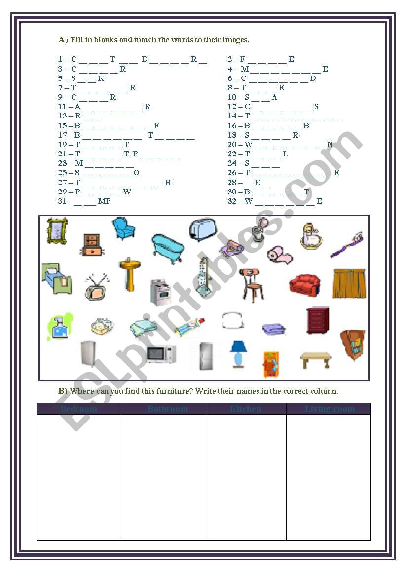 Furniture Ws worksheet