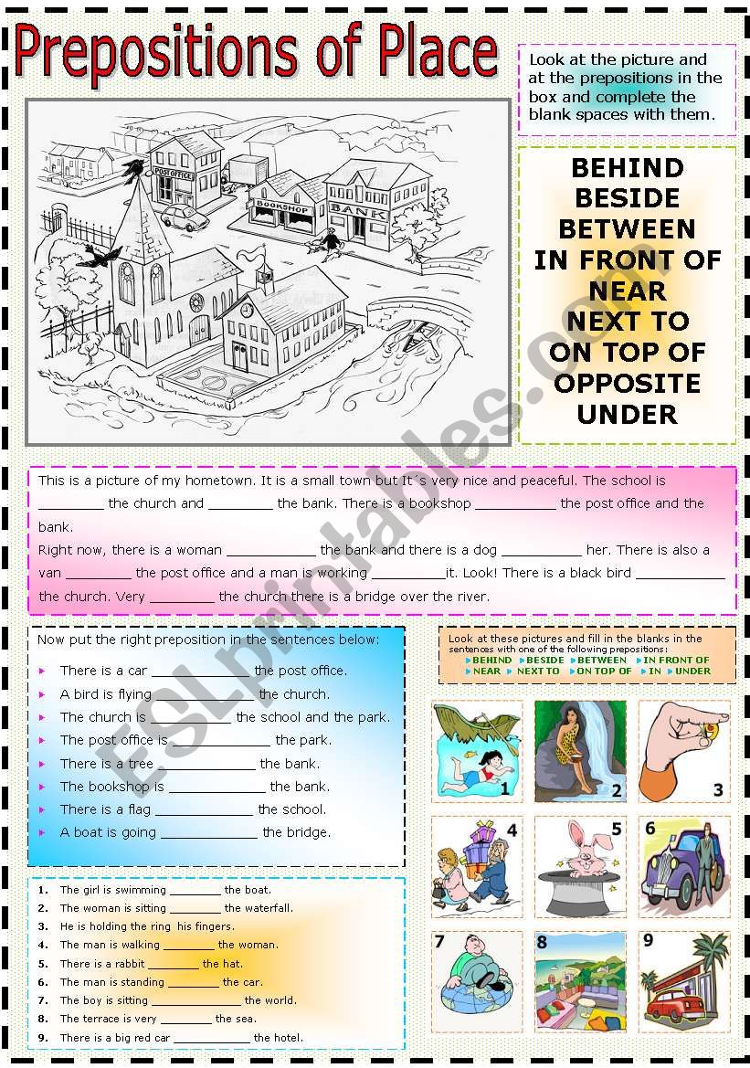 PREPOSITIONS OF PLACE worksheet