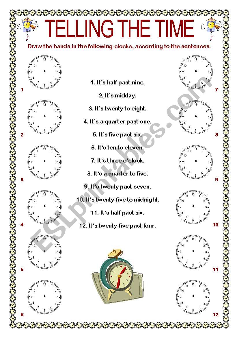 Telling the time worksheet