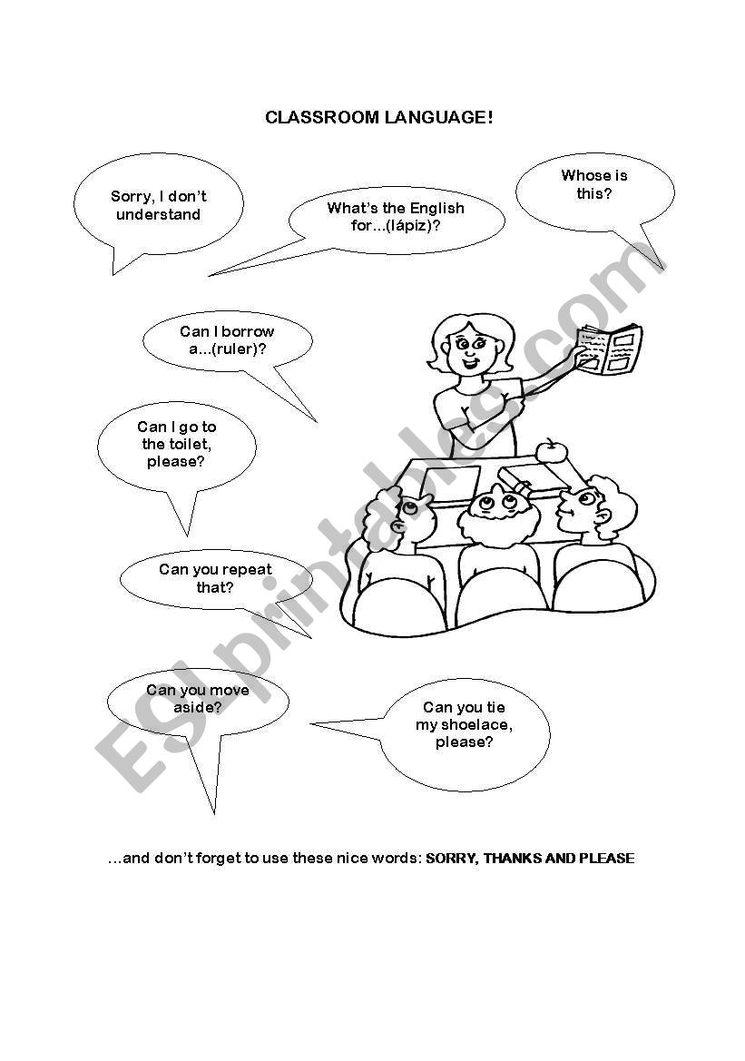 Classroom Language worksheet