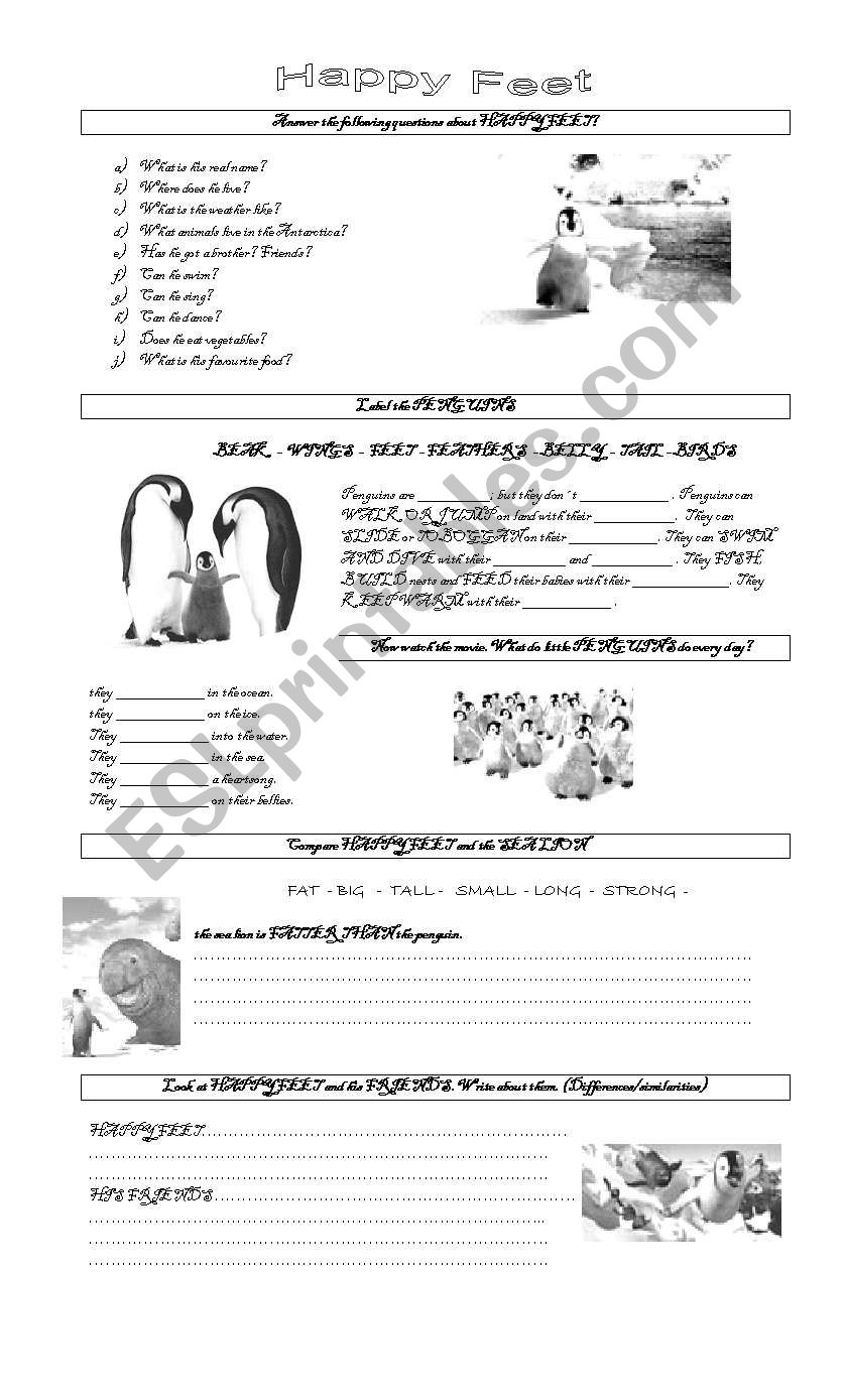 HAPPY FEET MOVIE worksheet