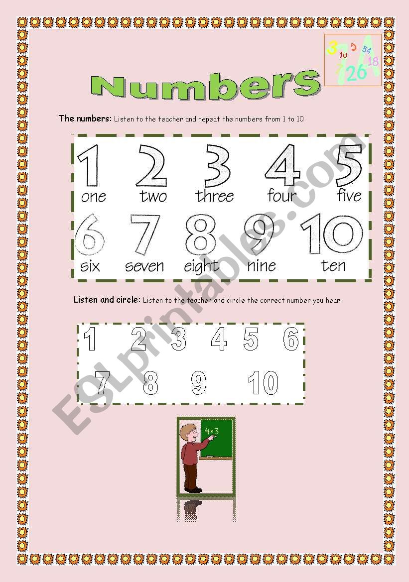 Numbers from 1 to 10 worksheet