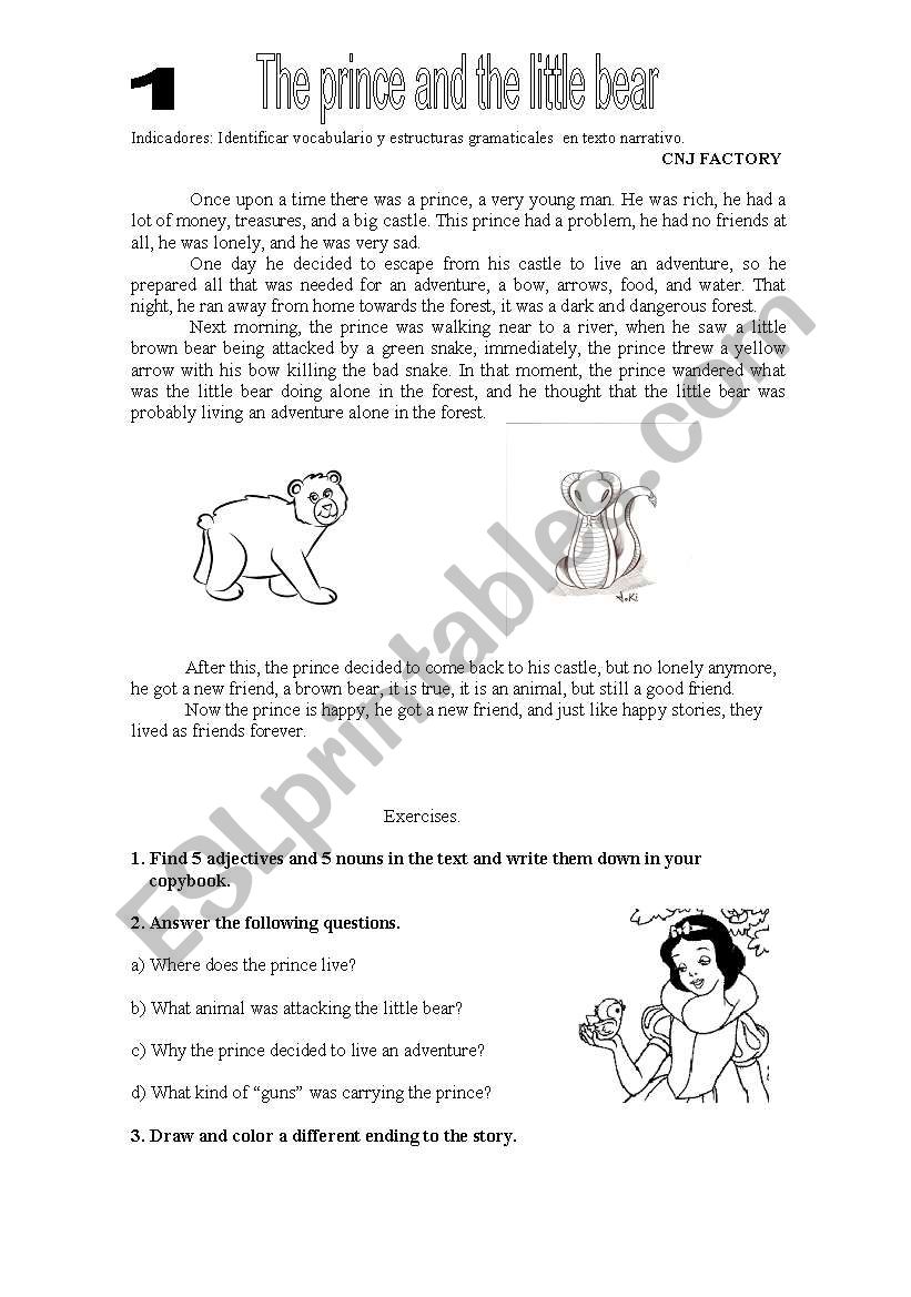 the prince and the bear worksheet