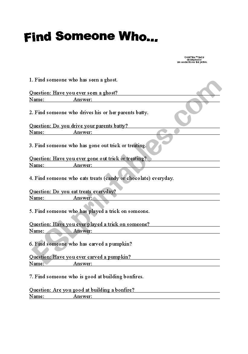 English worksheets: Find someone who Halloween