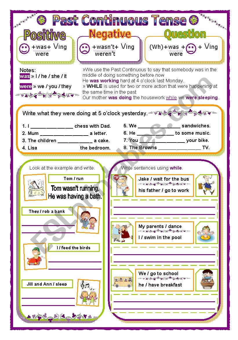 PAST CONTINUOUS TENSE worksheet