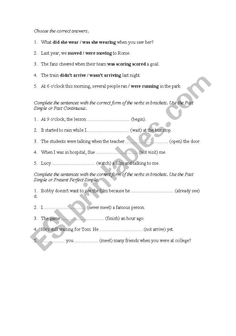 TENSES I worksheet