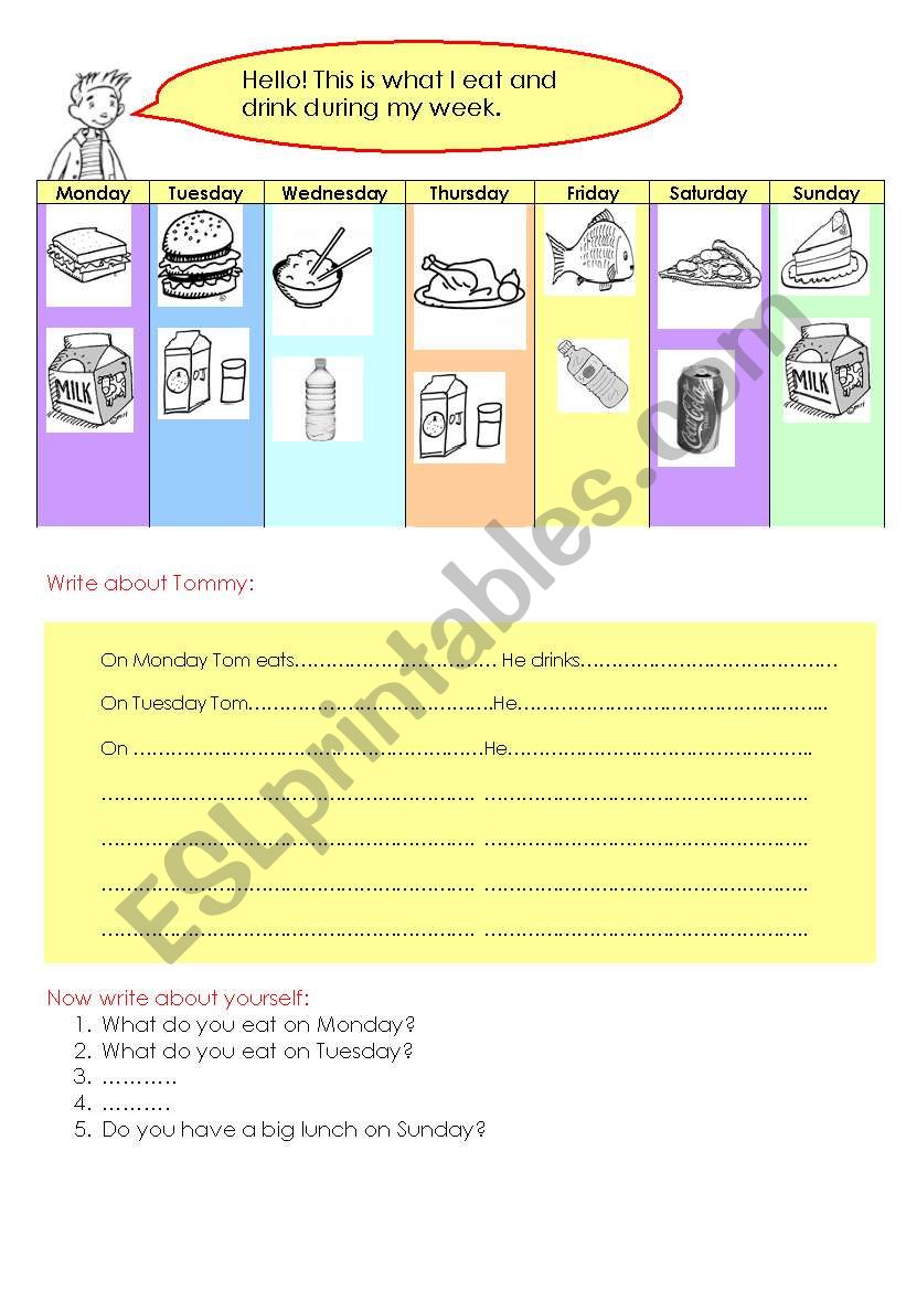 FOOD AND WEEKDAYS worksheet