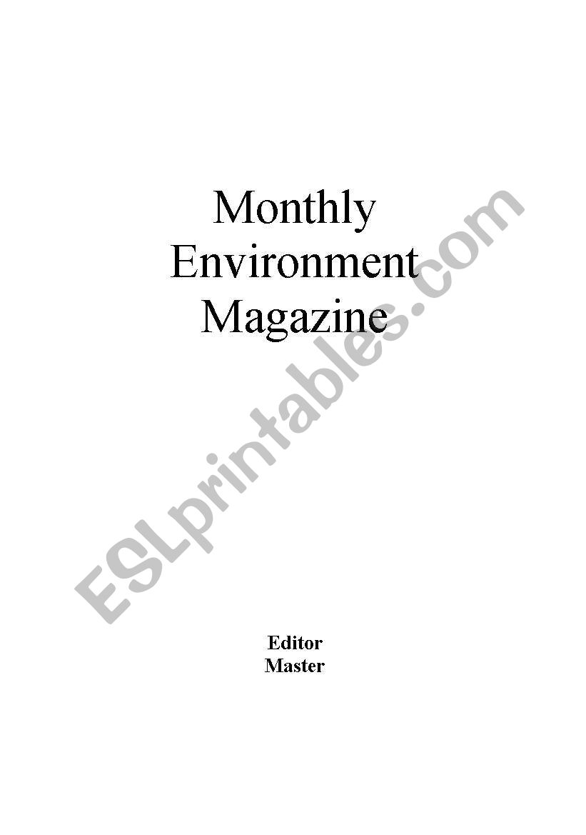Environment Magazine worksheet