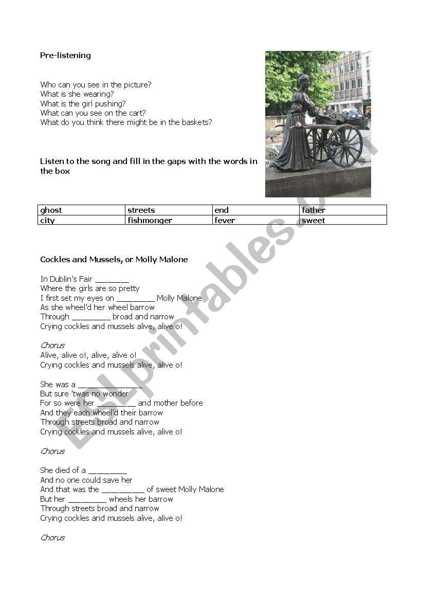 Molly Malone worksheet worksheet