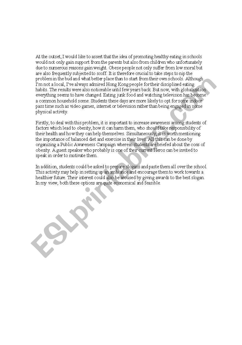 Essay writitng worksheet