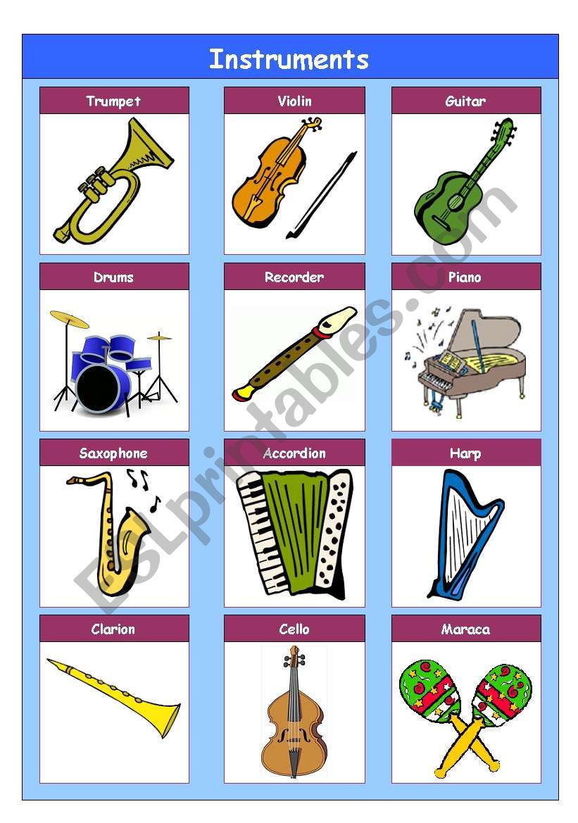 Instruments worksheet