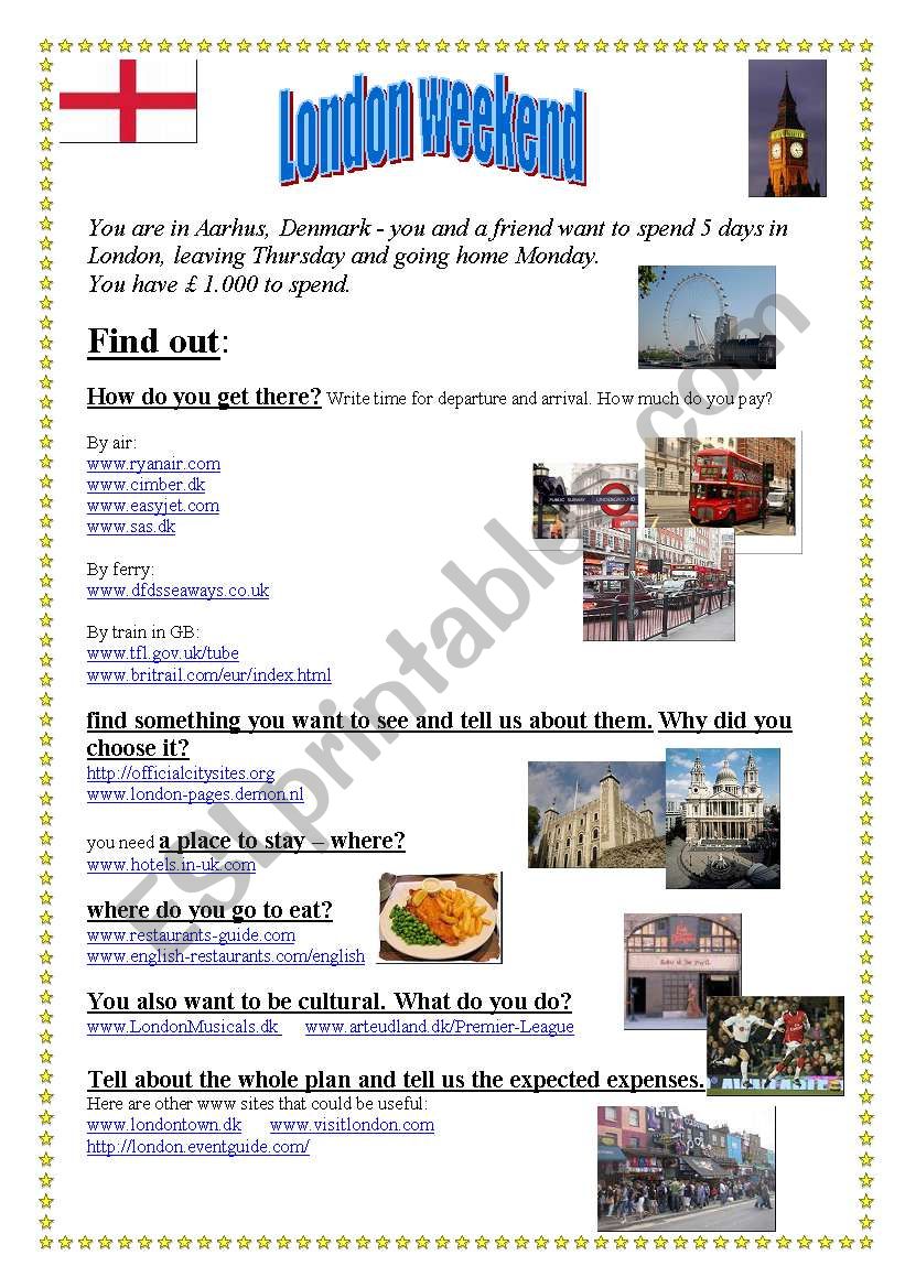 Armchairtravel to London worksheet