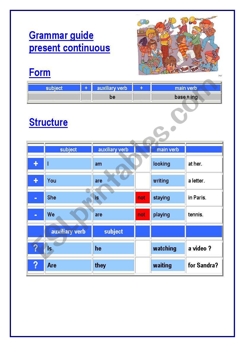 Present continuous (1 page) worksheet