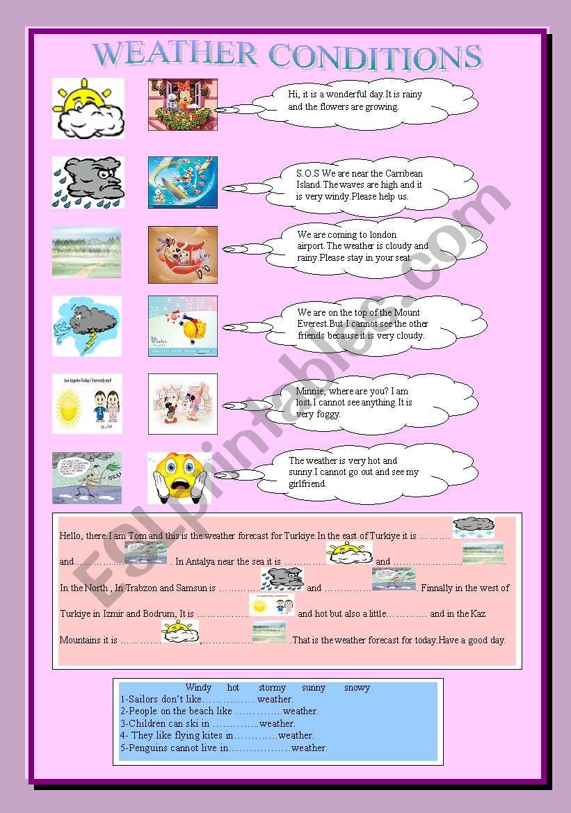 weather conditions worksheet