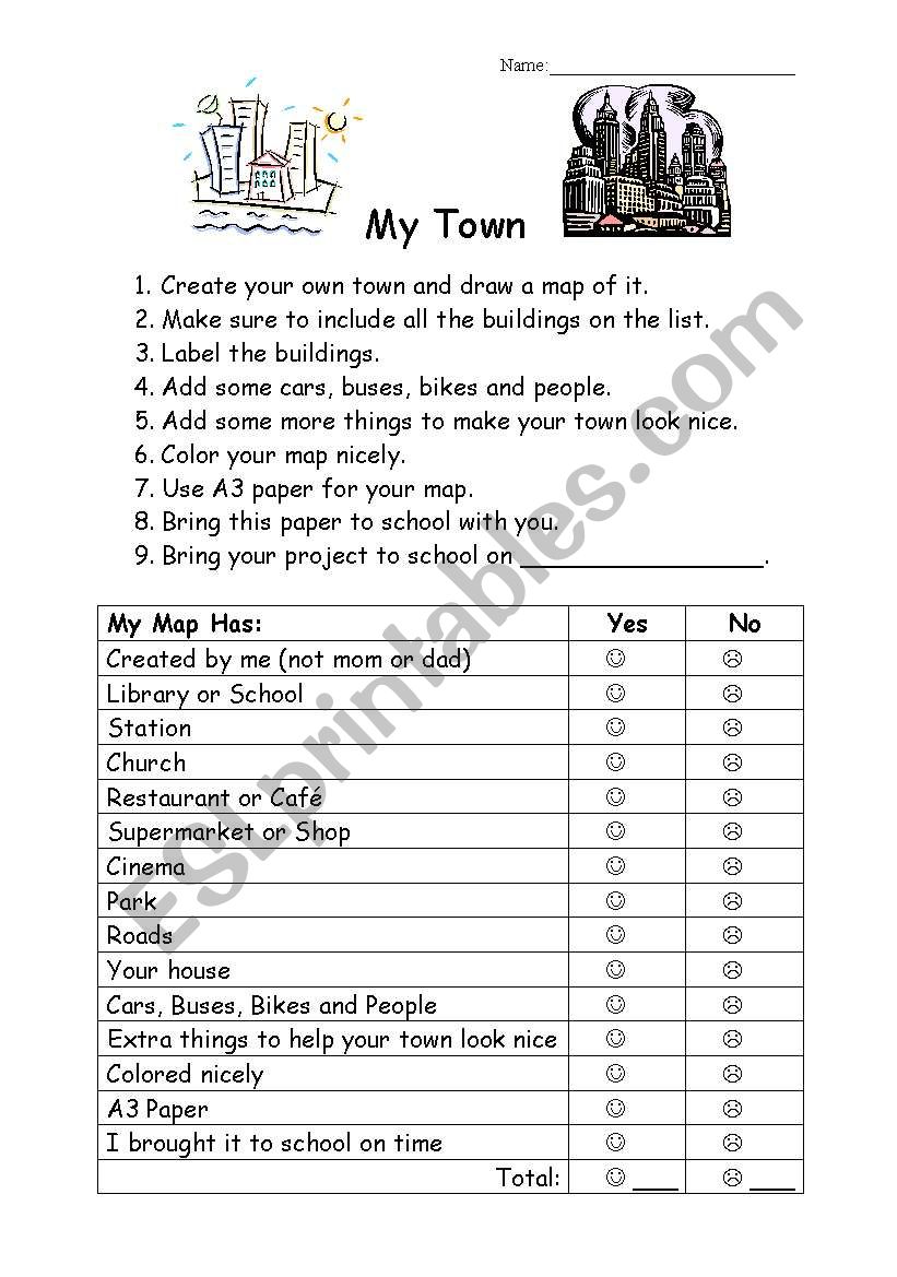 My Town Rubric worksheet