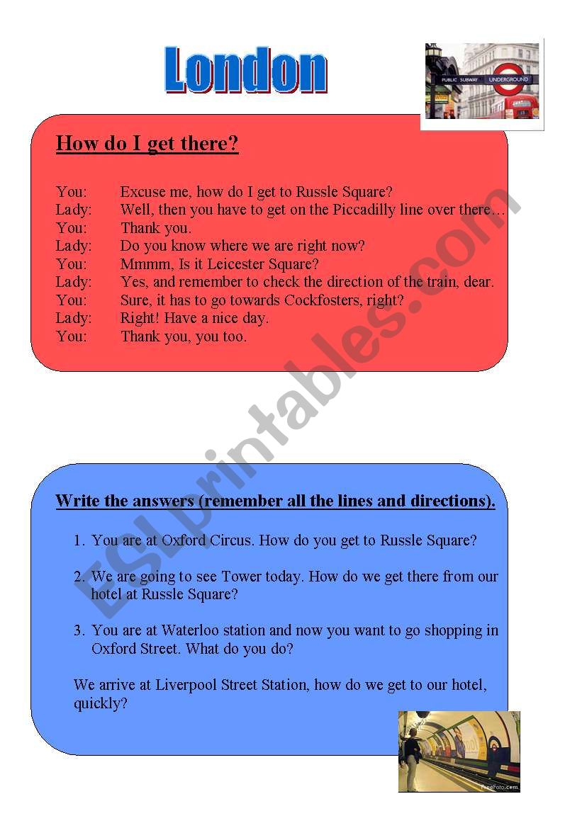 London - The Tube worksheet