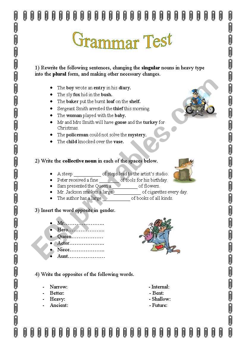 Grammar Test worksheet