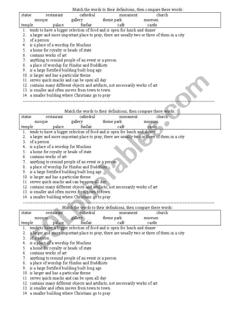 GOING SIGHTSEEING - LANDMARKS worksheet