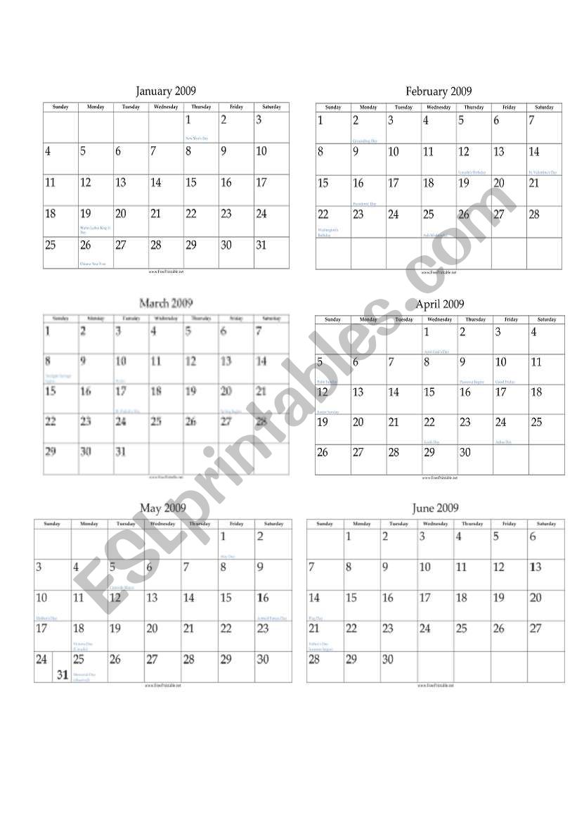 Birthday Calendar worksheet