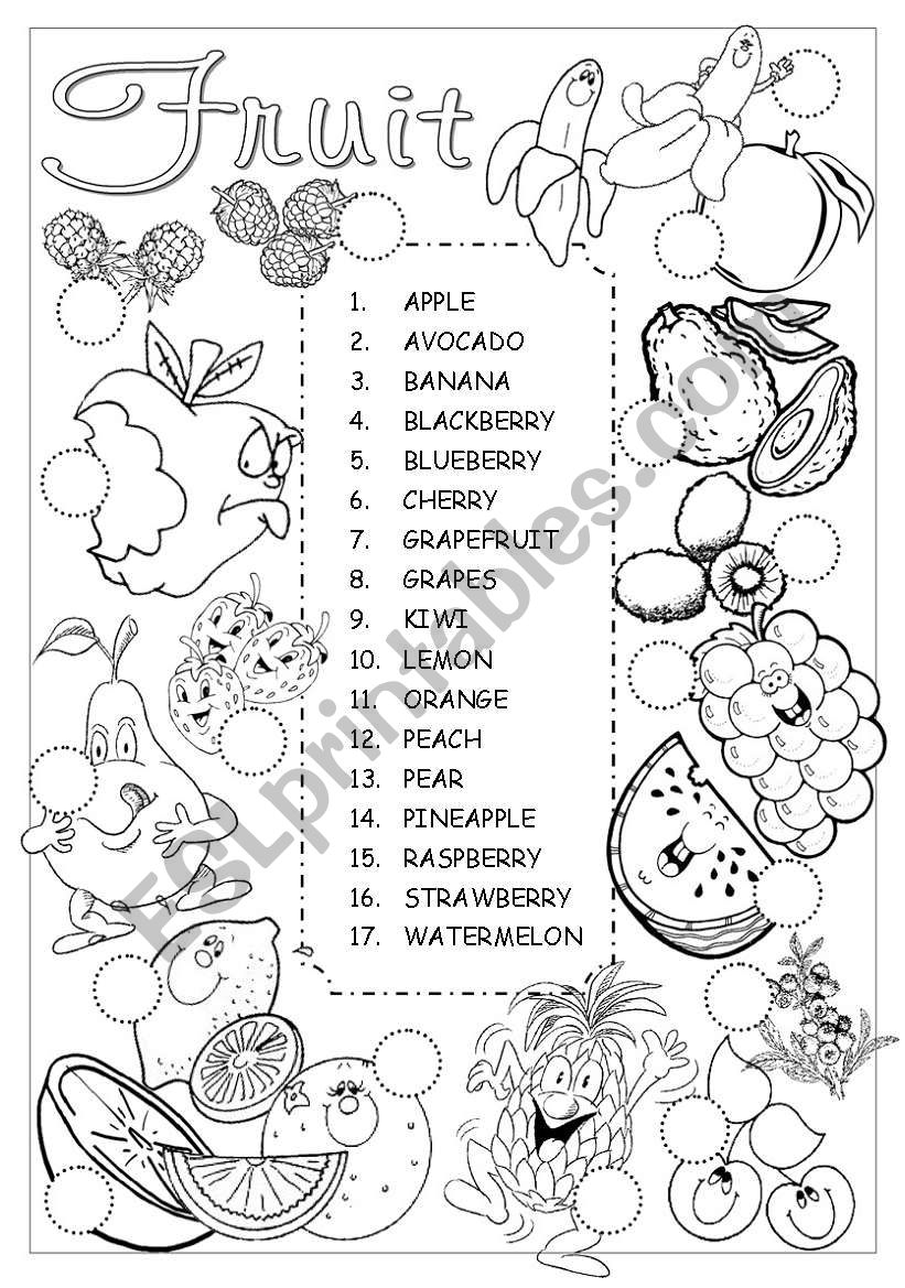 Fruit Pictionary worksheet