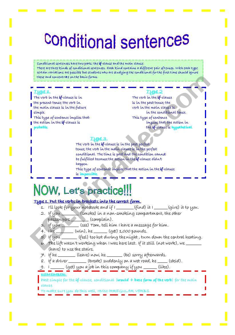 CONDITIONAL SENTENCES worksheet