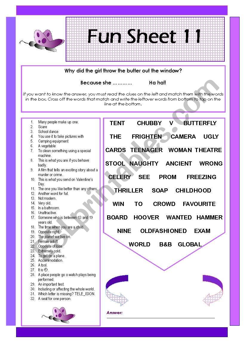 Fun Sheet 11 worksheet