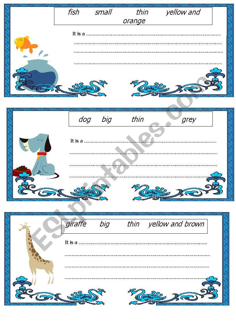 Cards for short stories about animals