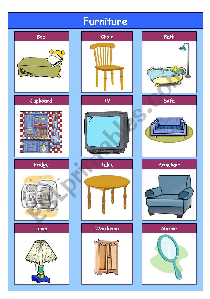 Furniture worksheet