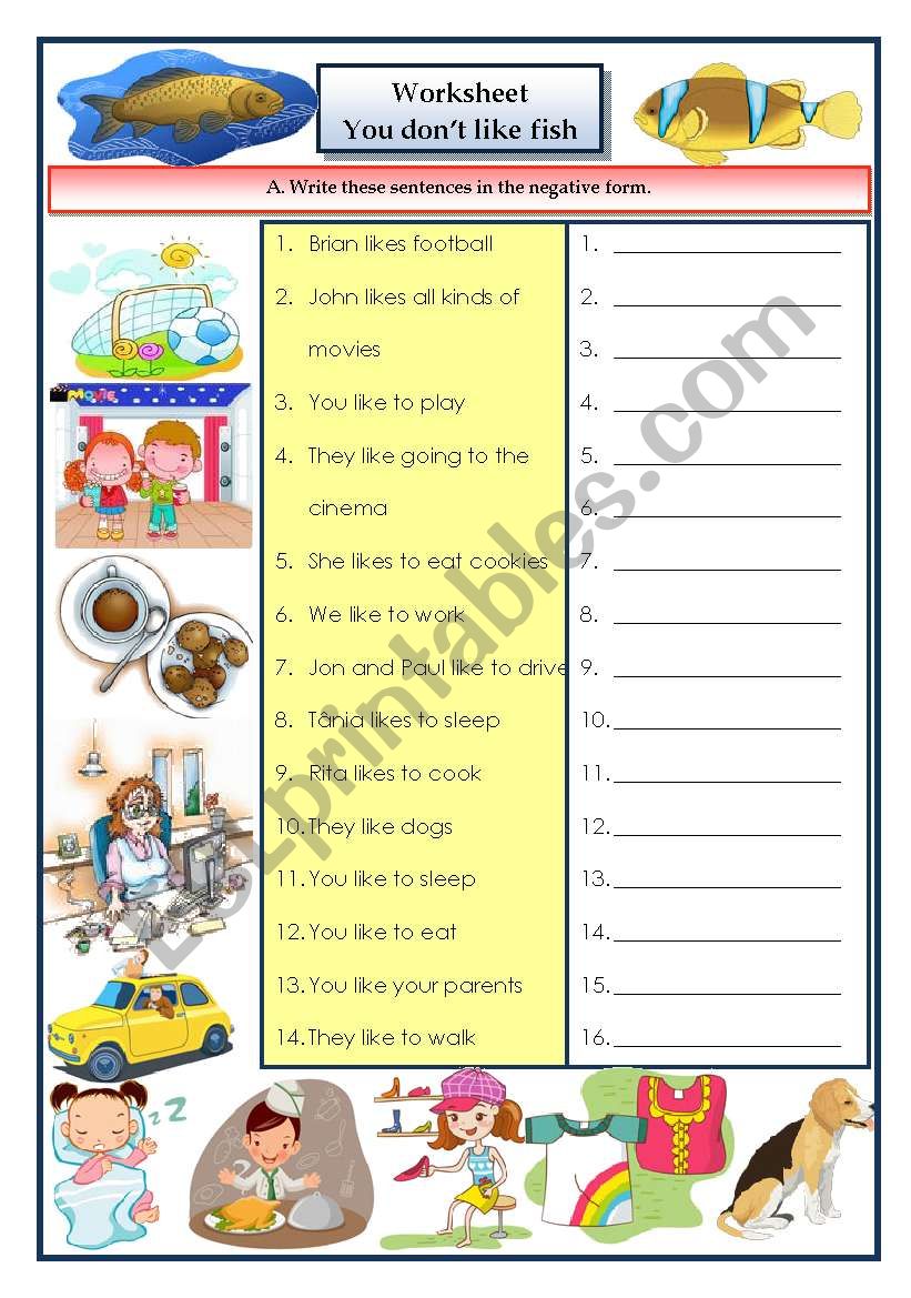 Likes and dislikes (4 pages - 6 exercises)