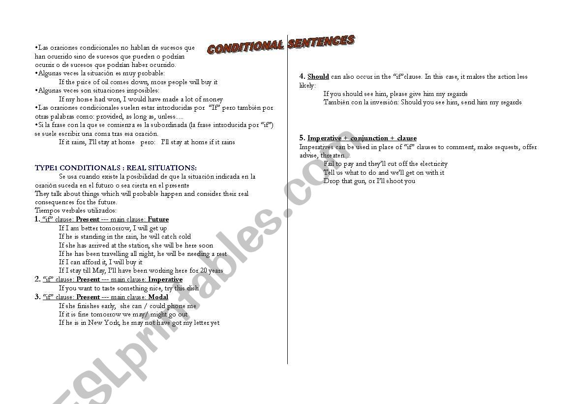 Conditionals 1 worksheet