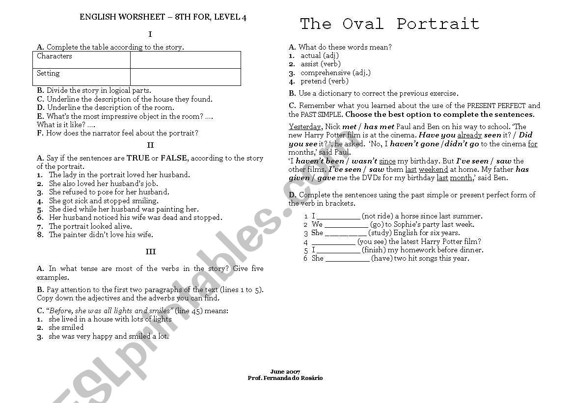 Oval Portrait  worksheet