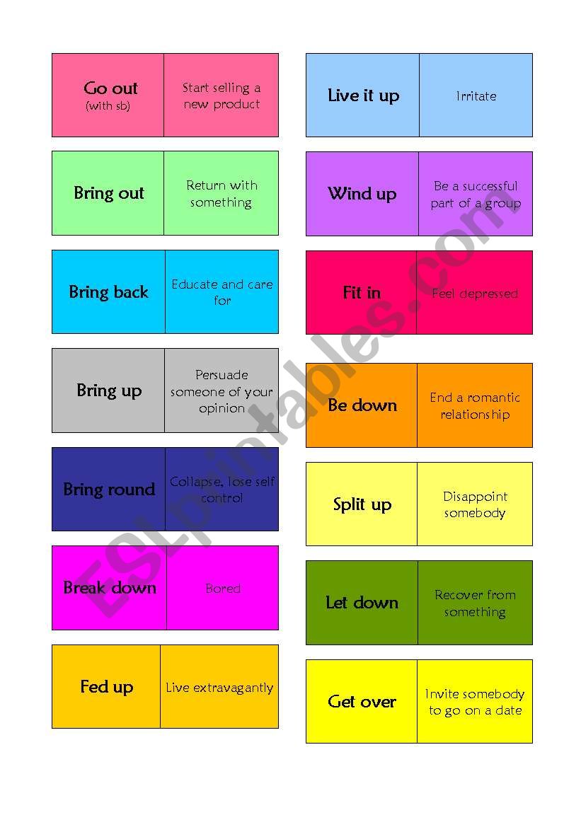 phrasals domino worksheet