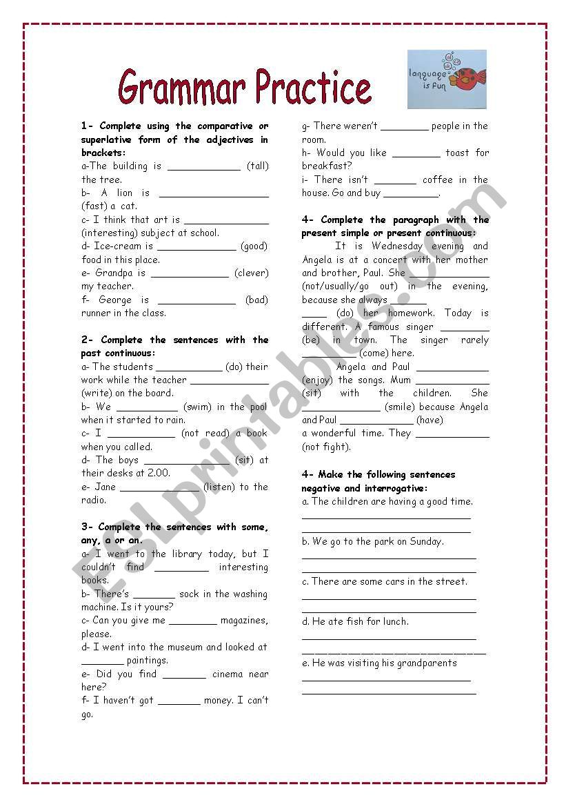 Grammar Practice worksheet