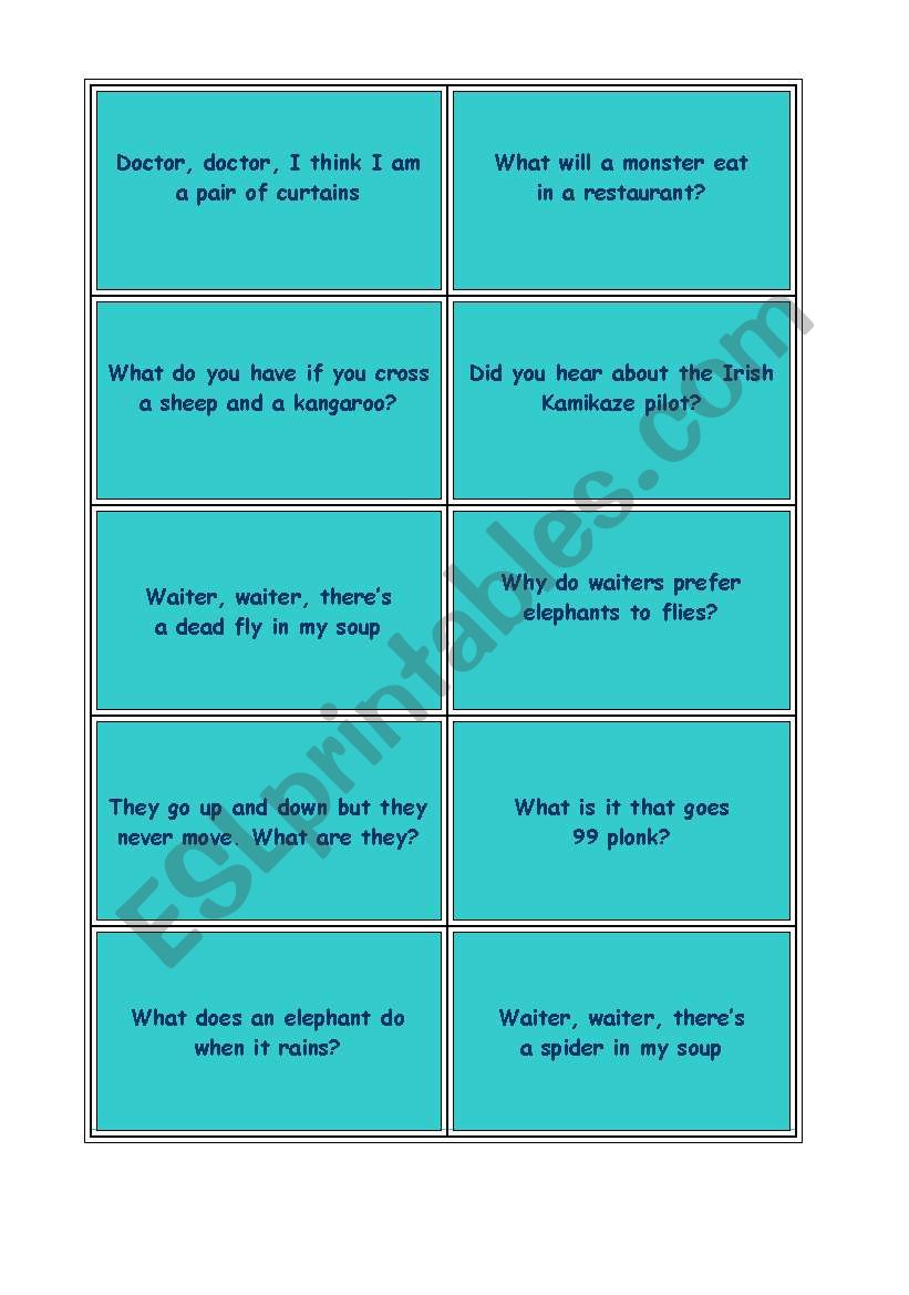 jokes domino worksheet