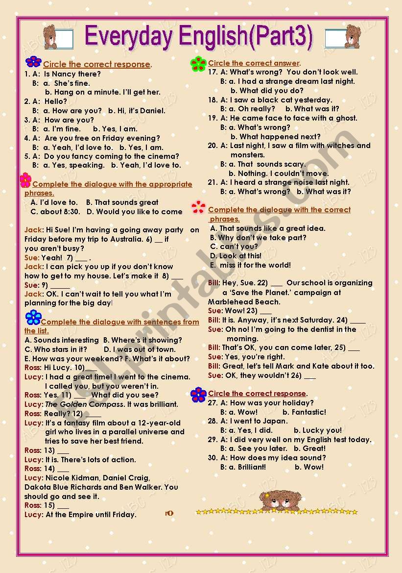 everyday-english-part-3-esl-worksheet-by-kru-eng2501